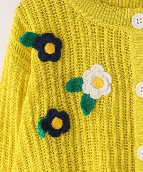 ブルーベリーファーム お花モチーフ付きかぎ編みサマーカーディガン RD