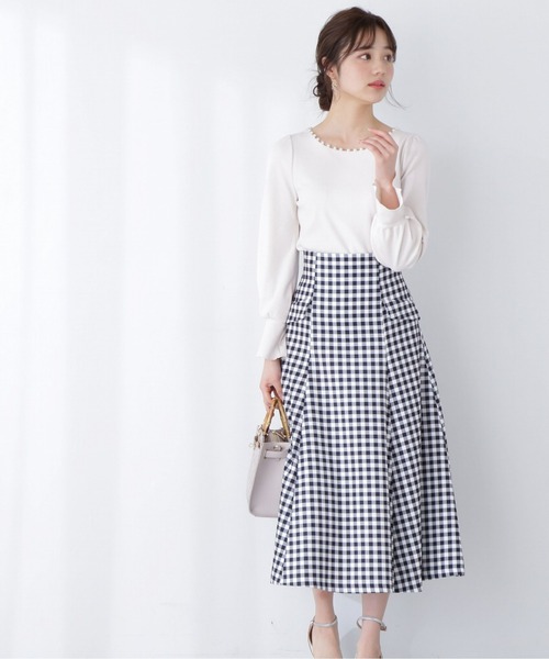 PROPORTION BODY DRESSING（プロポーションボディドレッシング）の「チェックミックスフラップフレアスカート / 1213120310（スカート・レディース・グレー/カーキ/ブラック・SMALL/MEDIUM）」の6枚目の写真