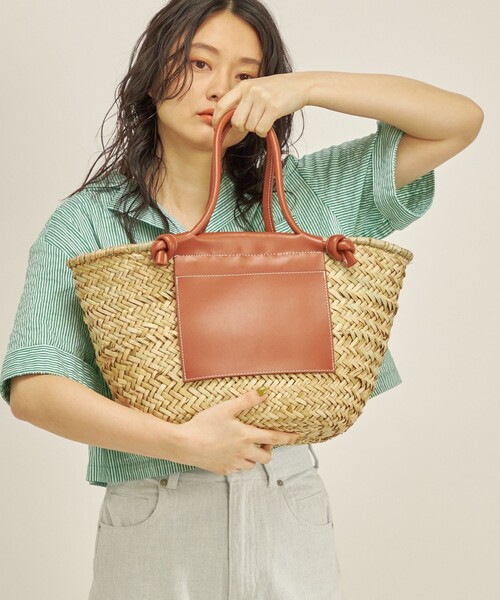 SHIPS(シップス)の「レザー コンビ シーグラス バッグ(かごバッグ・レディース・オフホワイト/ブラウン・ONE SIZE)」の19枚目の写真