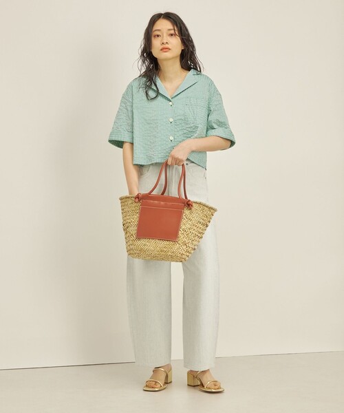 SHIPS(シップス)の「レザー コンビ シーグラス バッグ(かごバッグ・レディース・オフホワイト/ブラウン・ONE SIZE)」の20枚目の写真