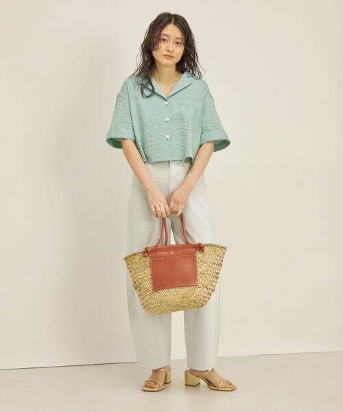 SHIPS(シップス)の「レザー コンビ シーグラス バッグ(かごバッグ・レディース・オフホワイト/ブラウン・ONE SIZE)」の21枚目の写真