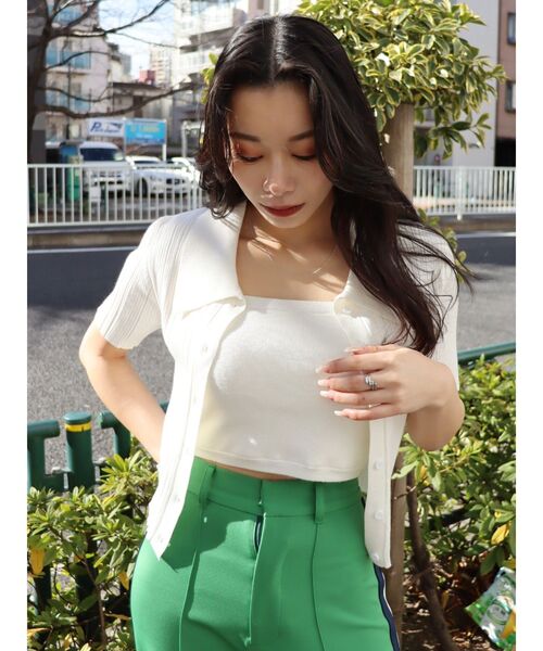 EVRIS（エヴリス）の「アンサンブルリブニットトップス（ニット/セーター・レディース・オレンジ/ブラック/ホワイト・FREE）」の18枚目の写真