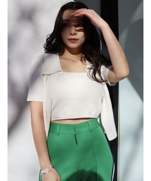 EVRIS（エヴリス）の「アンサンブルリブニットトップス（ニット/セーター・レディース・オレンジ/ブラック/ホワイト・FREE）」の14枚目の写真