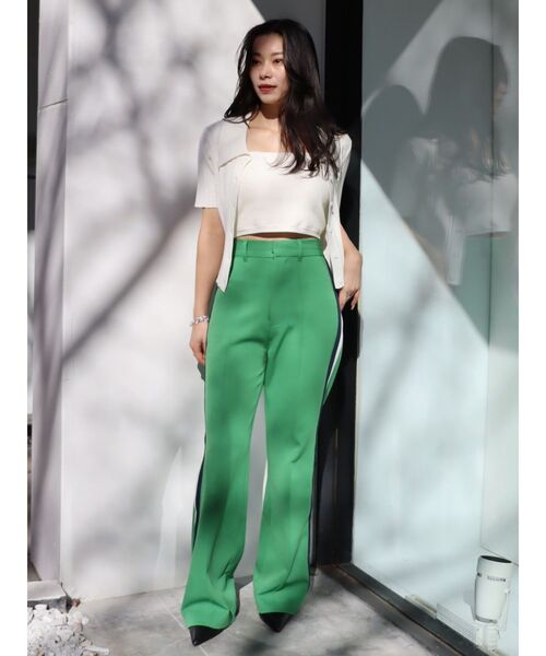 EVRIS（エヴリス）の「アンサンブルリブニットトップス（ニット/セーター・レディース・オレンジ/ブラック/ホワイト・FREE）」の10枚目の写真