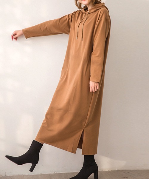 Amulet(アミュレット)の「パーカーワンピース(ワンピース・レディース・クリーム/ブラウン/カーキ/ブラック・M/L/XL)」の13枚目の写真