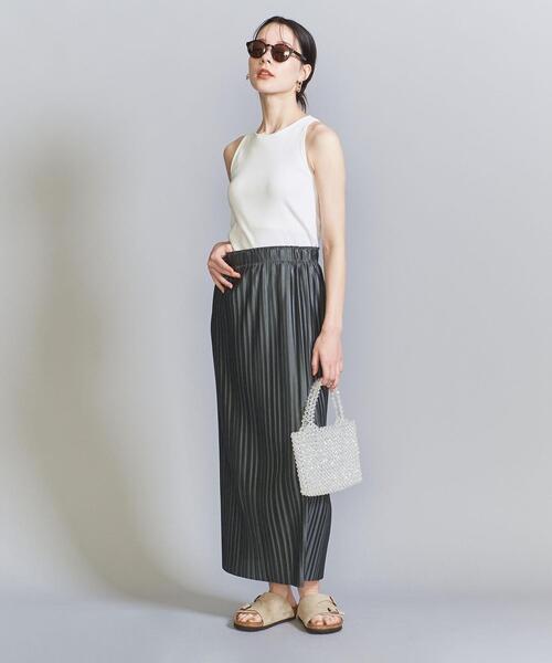 ビューティーアンドユース　ベロアプリーツバックスリットスカート　ライトグレー BEAUTY&YOUTH UNITED ARROWS（ビューティーアンドユース