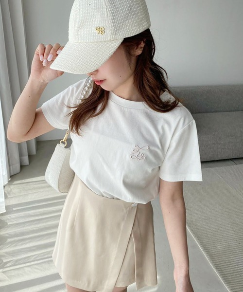 one after another NICE CLAUP（ワンアフターアナザーナイスクラップ）の「ビジューボタンスカパン（その他パンツ・レディース・ブラック/アイボリー/ブラック×ホワイト/ホワイト系その他・FREE）」の9枚目の写真