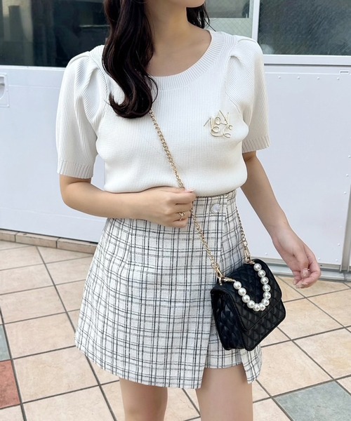 one after another NICE CLAUP（ワンアフターアナザーナイスクラップ）の「ビジューボタンスカパン（その他パンツ・レディース・ブラック/アイボリー/ブラック×ホワイト/ホワイト系その他・FREE）」の12枚目の写真