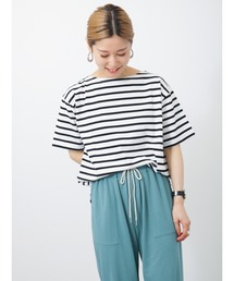 Samansa Mos2 blue | ボーダーTシャツ(Tシャツ/カットソー)
