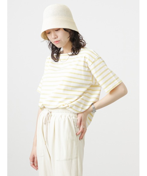 Samansa Mos2 blue（サマンサモスモスブルー）の「ボーダーTシャツ（Tシャツ/カットソー・レディース・ベージュ/オフホワイト/サックスブルー/ピンク/イエロー・ﾌﾘ-）」の20枚目の写真