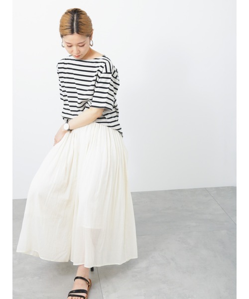 Samansa Mos2 blue（サマンサモスモスブルー）の「ボーダーTシャツ（Tシャツ/カットソー・レディース・ベージュ/オフホワイト/サックスブルー/ピンク/イエロー・ﾌﾘ-）」の17枚目の写真