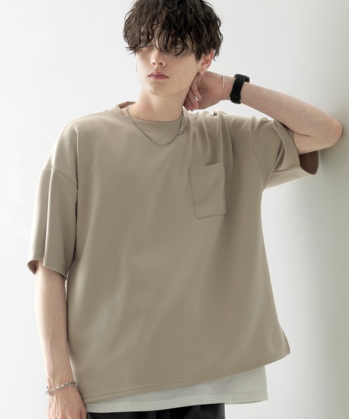 Anchor Smith(アンカー スミス)の「【 2点セット 】ダンボールビッグクルーネックポケットTシャツ&ロングタンクトップ(Tシャツ/カットソー・メンズ・ブラック/ネイビー/グレー/ベージュ/ライトブルー/ホワイト/バーガンディー・M/L)」の4枚目の写真
