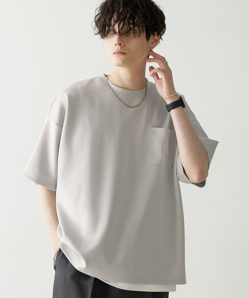 Anchor Smith(アンカー スミス)の「【 2点セット 】ダンボールビッグクルーネックポケットTシャツ&ロングタンクトップ(Tシャツ/カットソー・メンズ・ブラック/ネイビー/グレー/ベージュ/ライトブルー/ホワイト/バーガンディー・M/L)」の3枚目の写真