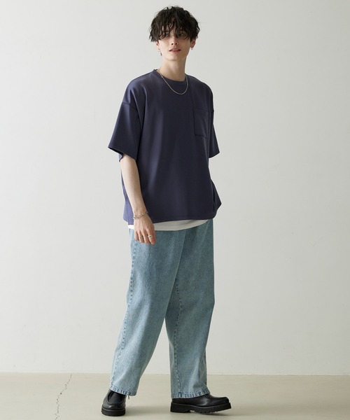 Anchor Smith(アンカー スミス)の「【 2点セット 】ダンボールビッグクルーネックポケットTシャツ&ロングタンクトップ(Tシャツ/カットソー・メンズ・ブラック/ネイビー/グレー/ベージュ/ライトブルー/ホワイト/バーガンディー・M/L)」の12枚目の写真
