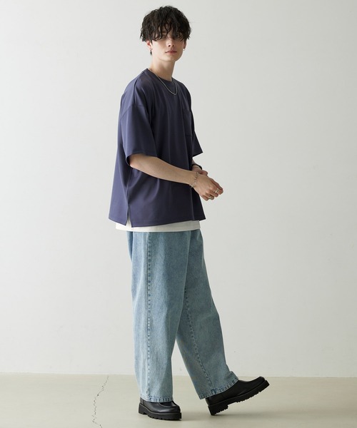 Anchor Smith(アンカー スミス)の「【 2点セット 】ダンボールビッグクルーネックポケットTシャツ&ロングタンクトップ(Tシャツ/カットソー・メンズ・ブラック/ネイビー/グレー/ベージュ/ライトブルー/ホワイト/バーガンディー・M/L)」の14枚目の写真
