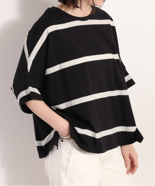 cepo（セポ）の「ボーダーポンチョＴｅｅ（Tシャツ/カットソー・レディース・ブラック/オフホワイト/ラベンダー・M）」の3枚目の写真