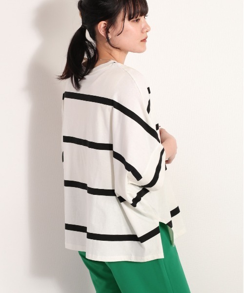 cepo（セポ）の「ボーダーポンチョＴｅｅ（Tシャツ/カットソー・レディース・ブラック/オフホワイト/ラベンダー・M）」の5枚目の写真