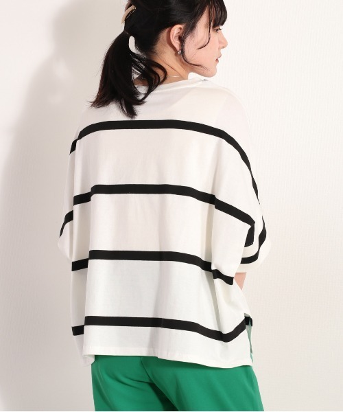 cepo（セポ）の「ボーダーポンチョＴｅｅ（Tシャツ/カットソー・レディース・ブラック/オフホワイト/ラベンダー・M）」の6枚目の写真