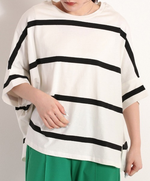 cepo（セポ）の「ボーダーポンチョＴｅｅ（Tシャツ/カットソー・レディース・ブラック/オフホワイト/ラベンダー・M）」の11枚目の写真