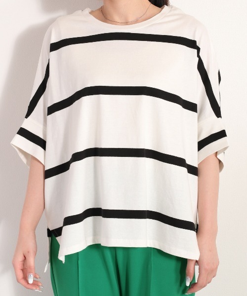 cepo（セポ）の「ボーダーポンチョＴｅｅ（Tシャツ/カットソー・レディース・ブラック/オフホワイト/ラベンダー・M）」の12枚目の写真