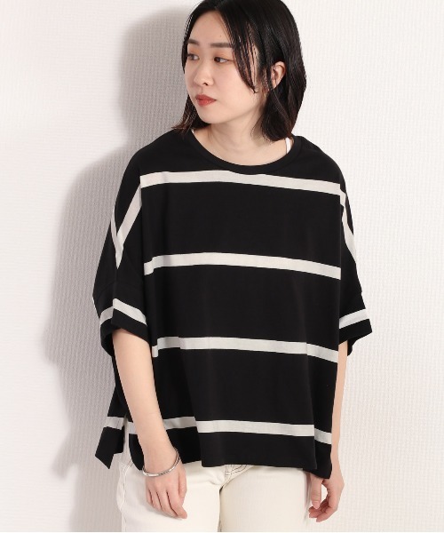 cepo（セポ）の「ボーダーポンチョＴｅｅ（Tシャツ/カットソー・レディース・ブラック/オフホワイト/ラベンダー・M）」の19枚目の写真