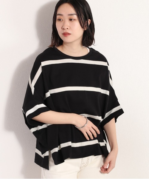 cepo（セポ）の「ボーダーポンチョＴｅｅ（Tシャツ/カットソー・レディース・ブラック/オフホワイト/ラベンダー・M）」の18枚目の写真