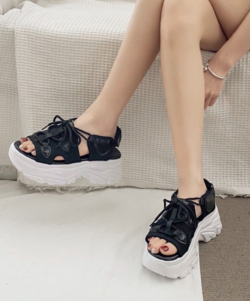 厚底バルキースニーカーソールスポーツサンダル6357