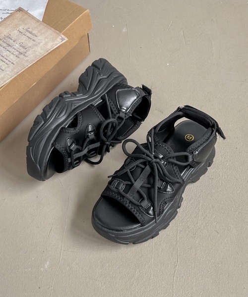 セール】厚底 バルキー スニーカーソール スポーツサンダル 6357