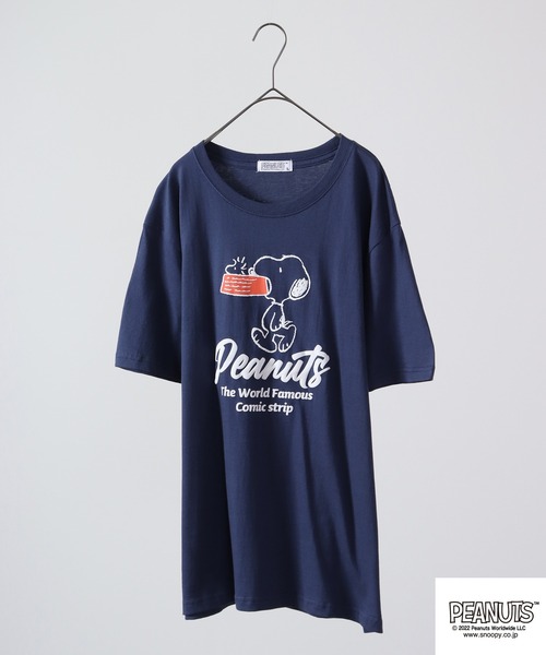 PEANUTS(ピーナッツ)の「PEANUTS スヌーピー 発砲プリント Tシャツ 半袖(Tシャツ/カットソー・レディース・オフホワイト/ホワイト/ネイビー/オレンジ・M/L/LL)」の1枚目の写真