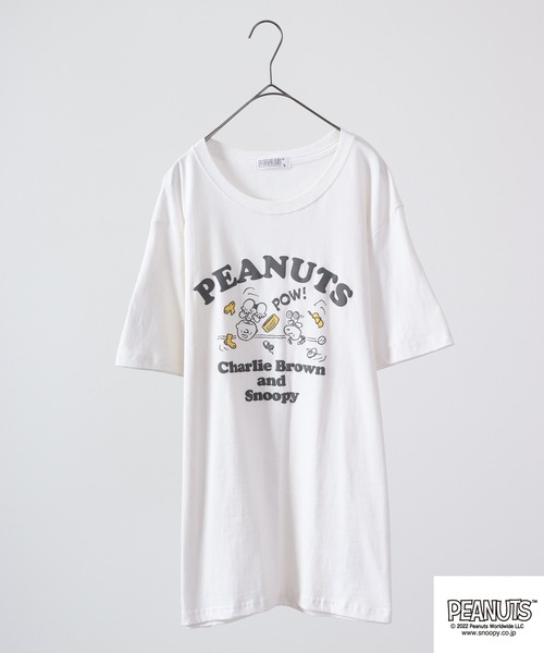 PEANUTS(ピーナッツ)の「PEANUTS スヌーピー 発砲プリント Tシャツ 半袖(Tシャツ/カットソー・レディース・オフホワイト/ホワイト/ネイビー/オレンジ・M/L/LL)」の3枚目の写真