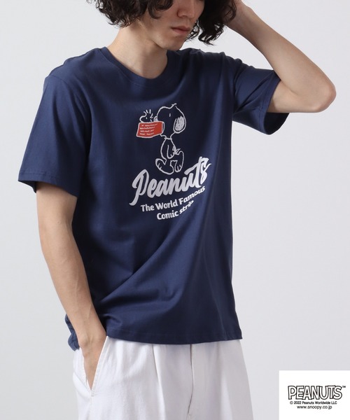 PEANUTS(ピーナッツ)の「PEANUTS スヌーピー 発砲プリント Tシャツ 半袖(Tシャツ/カットソー・レディース・オフホワイト/ホワイト/ネイビー/オレンジ・M/L/LL)」の8枚目の写真