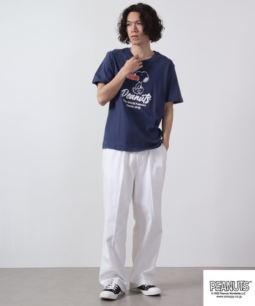 PEANUTS(ピーナッツ)の「PEANUTS スヌーピー 発砲プリント Tシャツ 半袖(Tシャツ/カットソー・レディース・オフホワイト/ホワイト/ネイビー/オレンジ・M/L/LL)」の12枚目の写真