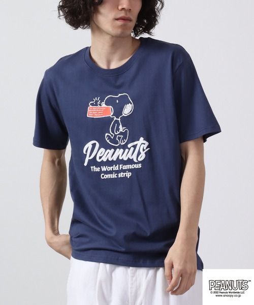 PEANUTS(ピーナッツ)の「PEANUTS スヌーピー 発砲プリント Tシャツ 半袖(Tシャツ/カットソー・レディース・オフホワイト/ホワイト/ネイビー/オレンジ・M/L/LL)」の5枚目の写真