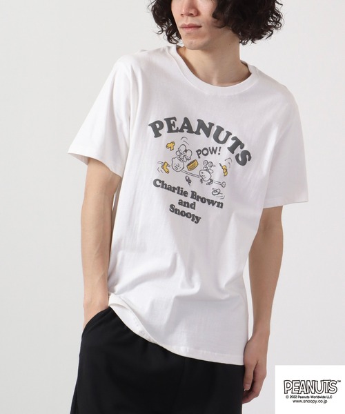 PEANUTS(ピーナッツ)の「PEANUTS スヌーピー 発砲プリント Tシャツ 半袖(Tシャツ/カットソー・レディース・オフホワイト/ホワイト/ネイビー/オレンジ・M/L/LL)」の15枚目の写真