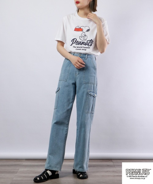 PEANUTS(ピーナッツ)の「PEANUTS スヌーピー 発砲プリント Tシャツ 半袖(Tシャツ/カットソー・レディース・オフホワイト/ホワイト/ネイビー/オレンジ・M/L/LL)」の19枚目の写真