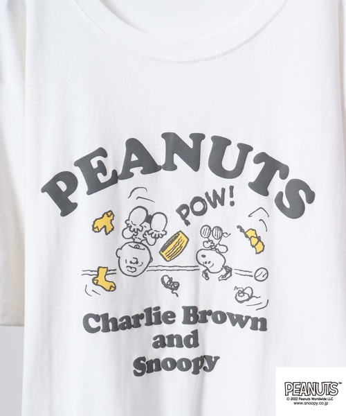 PEANUTS(ピーナッツ)の「PEANUTS スヌーピー 発砲プリント Tシャツ 半袖(Tシャツ/カットソー・レディース・オフホワイト/ホワイト/ネイビー/オレンジ・M/L/LL)」の16枚目の写真