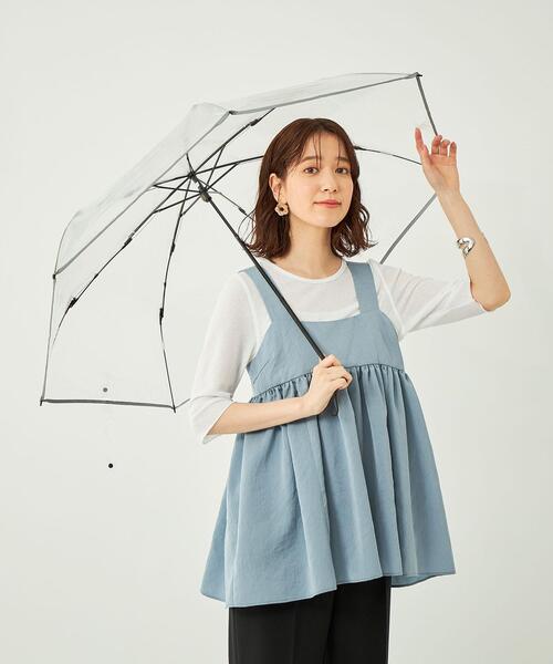 green label relaxing（グリーンレーベルリラクシング）の「＜estaa＞ クリア FLDG アンブレラ / 傘 / 折りたたみ / レイン（折りたたみ傘・レディース・ブラック/ライトグレー・FREE）」の9枚目の写真