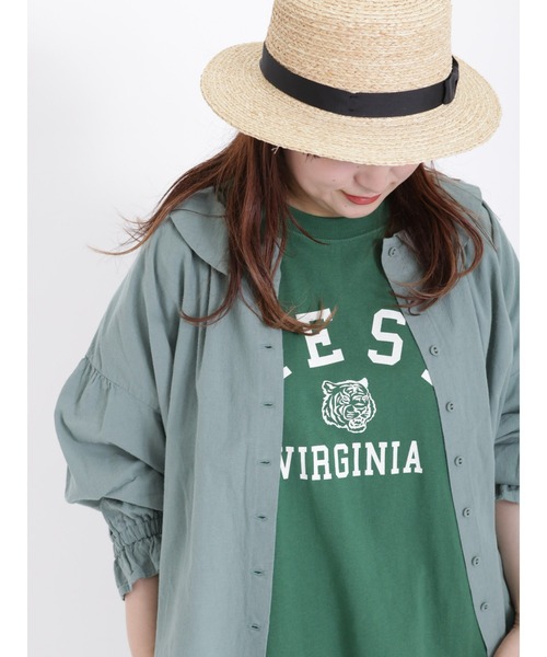 Samansa Mos2(サマンサ モスモス)の「ロゴアソートプリントTシャツ(Tシャツ/カットソー・レディース・オフホワイト/サックスブルー/ピンク/グリーン/チャコール/キナリ・フリ-)」の11枚目の写真