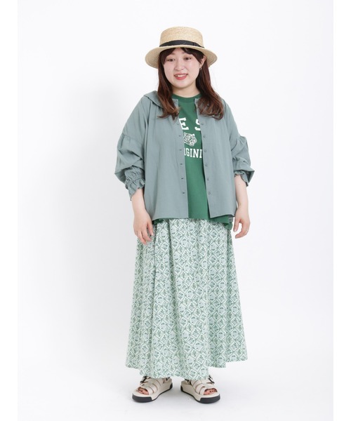 Samansa Mos2(サマンサ モスモス)の「ロゴアソートプリントTシャツ(Tシャツ/カットソー・レディース・オフホワイト/サックスブルー/ピンク/グリーン/チャコール/キナリ・フリ-)」の12枚目の写真