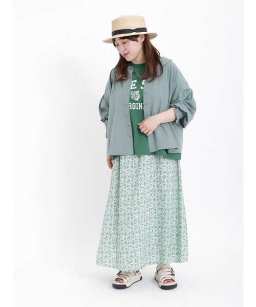 Samansa Mos2(サマンサ モスモス)の「ロゴアソートプリントTシャツ(Tシャツ/カットソー・レディース・オフホワイト/サックスブルー/ピンク/グリーン/チャコール/キナリ・フリ-)」の13枚目の写真