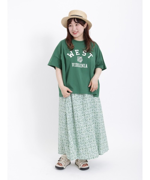 Samansa Mos2(サマンサ モスモス)の「ロゴアソートプリントTシャツ(Tシャツ/カットソー・レディース・オフホワイト/サックスブルー/ピンク/グリーン/チャコール/キナリ・フリ-)」の14枚目の写真
