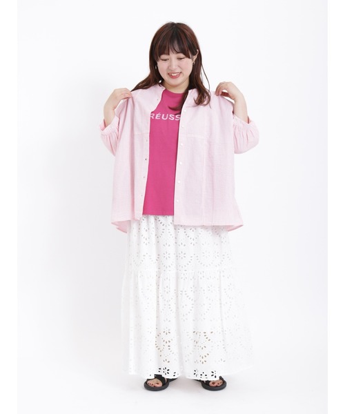 Samansa Mos2(サマンサ モスモス)の「ロゴアソートプリントTシャツ(Tシャツ/カットソー・レディース・オフホワイト/サックスブルー/ピンク/グリーン/チャコール/キナリ・フリ-)」の20枚目の写真
