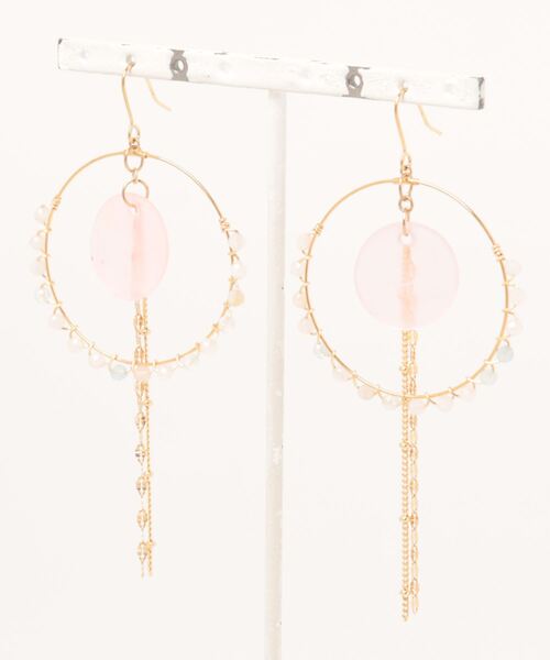 tone（トーン）の「【Milimili】天然石×シェルピアス（ピアス（両耳用）・レディース・ピンク/ホワイト・FREE）」の2枚目の写真