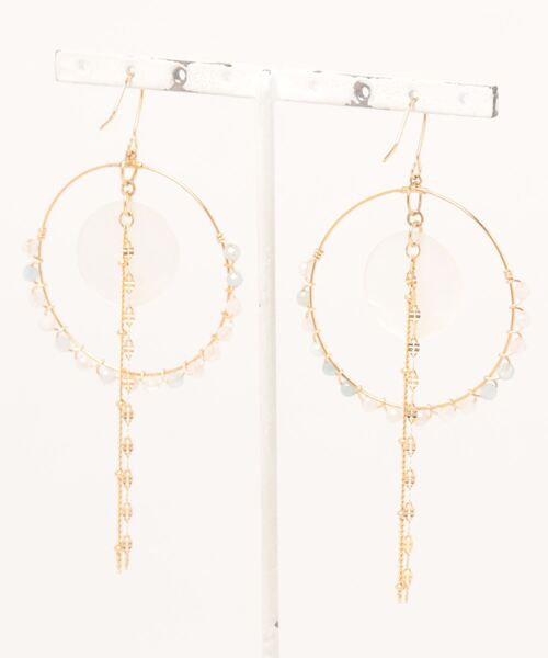 tone（トーン）の「【Milimili】天然石×シェルピアス（ピアス（両耳用）・レディース・ピンク/ホワイト・FREE）」の3枚目の写真