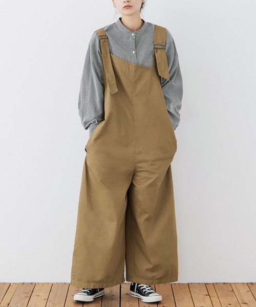 Fashion Letter(ファッションレター)の「大きいサイズ アシメサスペンダー サロペットパンツ(サロペット/オーバーオール・レディース・カーキ/ブラック/ベージュ・M~L/LL~3L/4L~5L)」の8枚目の写真