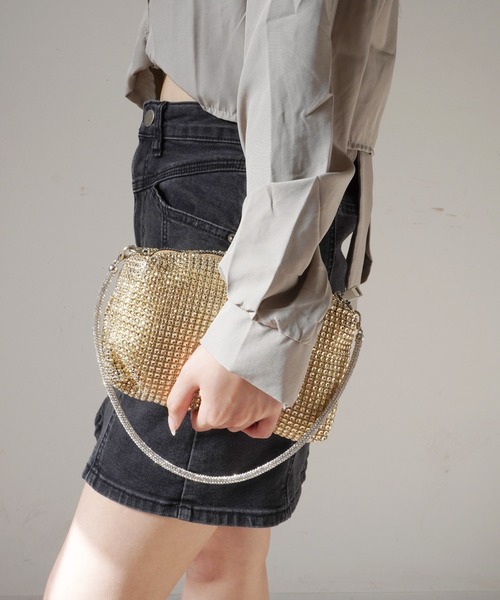 Jelly moo（ジェリームー）の「【 Jelly moo / ジェリームー 】 メッシュ 2WAY ショルダー チェーン バッグ / イブニングバッグ（ハンドバッグ・レディース・ブラック/シルバー/ゴールド・FREE）」の3枚目の写真
