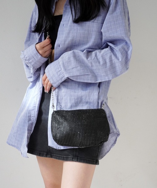 Jelly moo（ジェリームー）の「【 Jelly moo / ジェリームー 】 メッシュ 2WAY ショルダー チェーン バッグ / イブニングバッグ（ハンドバッグ・レディース・ブラック/シルバー/ゴールド・FREE）」の2枚目の写真