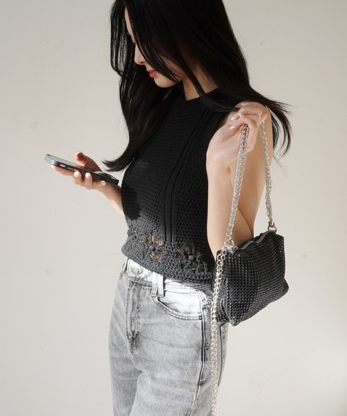 Jelly moo（ジェリームー）の「【 Jelly moo / ジェリームー 】 メッシュ 2WAY ショルダー チェーン バッグ / イブニングバッグ（ハンドバッグ・レディース・ブラック/シルバー/ゴールド・FREE）」の6枚目の写真
