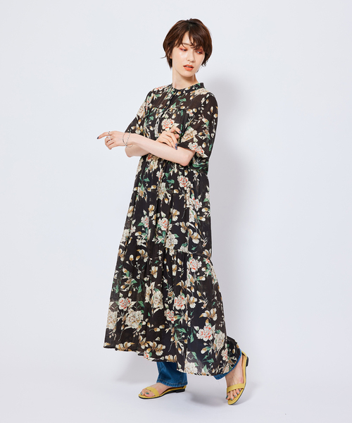 Jayro(ジャイロ)の「花柄ティアードワンピース(ワンピース・レディース・オレンジ/グリーン・M)」の11枚目の写真