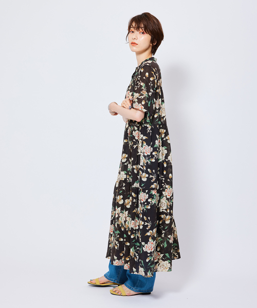 Jayro(ジャイロ)の「花柄ティアードワンピース(ワンピース・レディース・オレンジ/グリーン・M)」の5枚目の写真